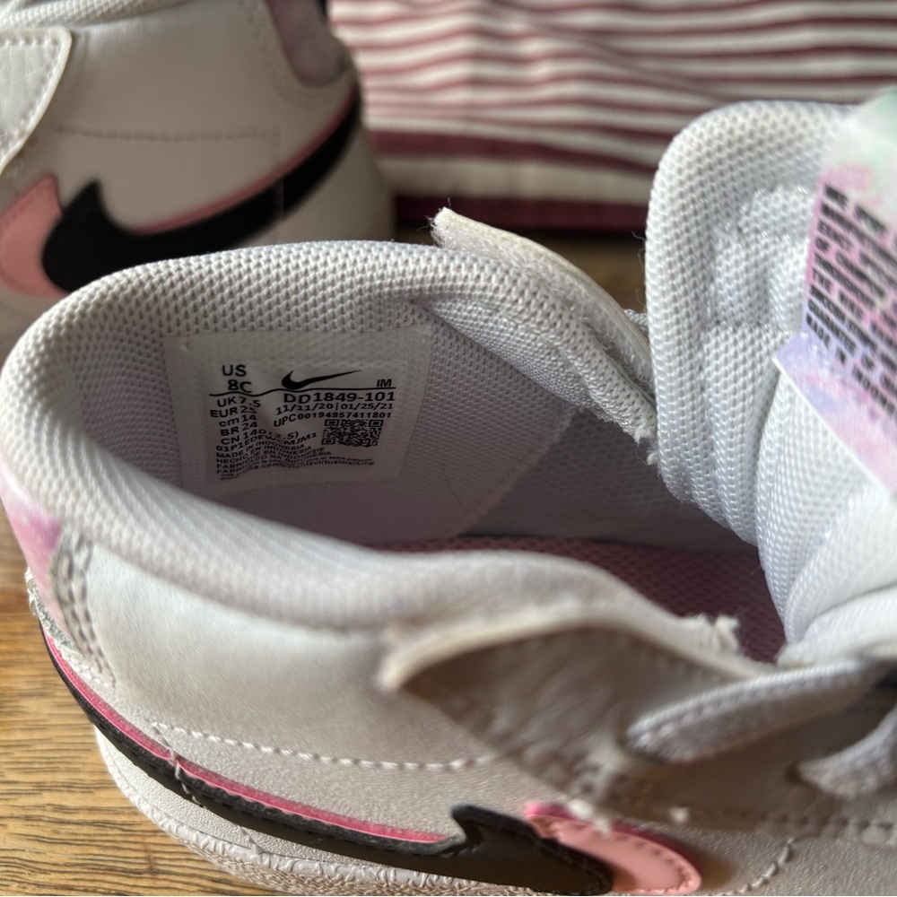 Kids Nike Blazer Mid '77 SE Double Swoosh White Arctic Punch Pink Shoes Size 8c - Picture 7 of 16